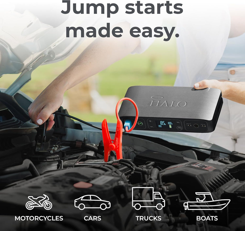 Bolt Air 58830 Portable Car Jump Starter & Air Compressor - 100 PSI, 58.8Wh Power Bank, Emergency Floodlight, TSA Approved - Perfect for Cars, SUVs & Trucks - Gray