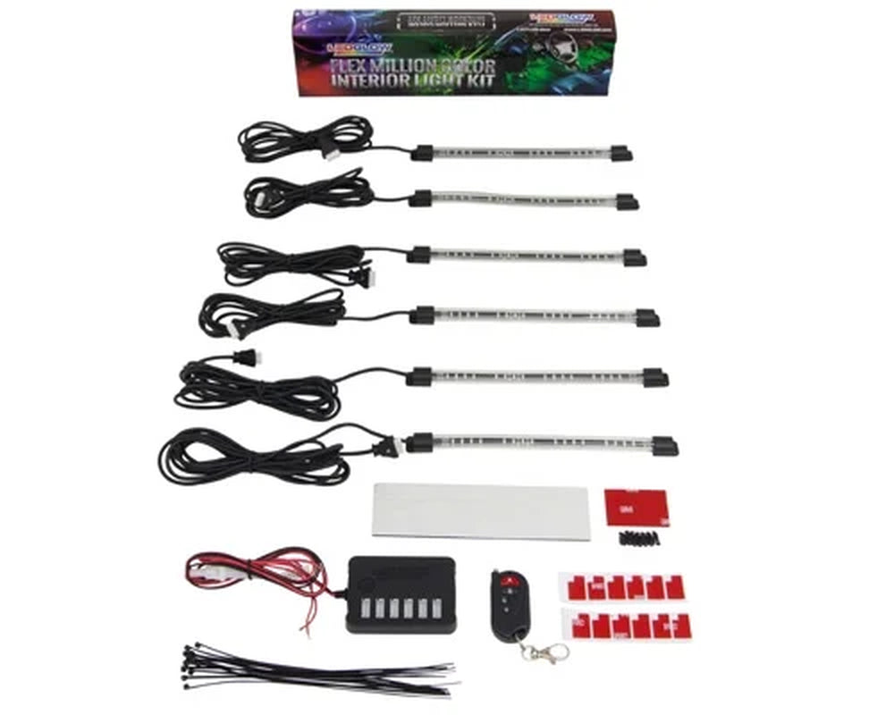 Transform Your Ride with a 6-Piece Multi-Color Flexible LED Underdash Lighting Kit