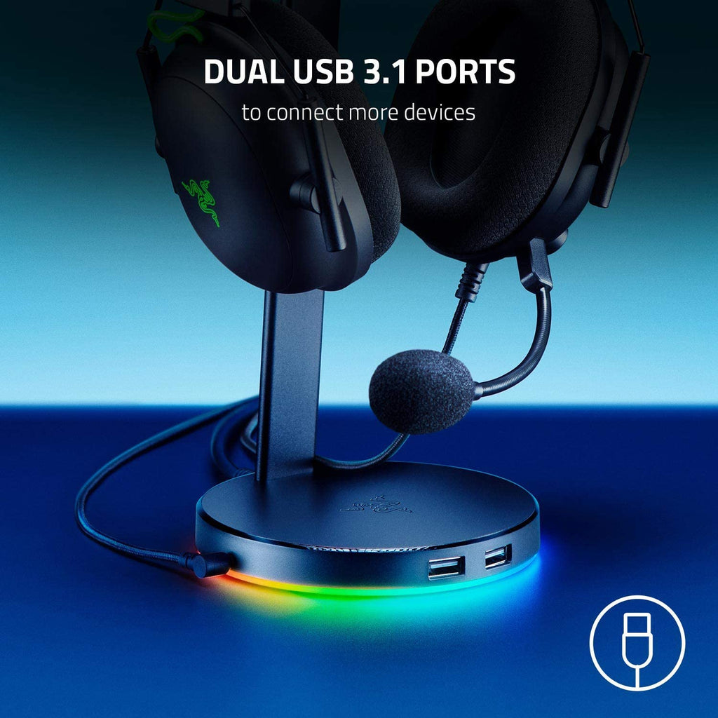 Kraken X USB Gaming Headset - Ultra Lightweight 7.1 Surround Sound for PC - Classic Black with Base Station V2 Chroma