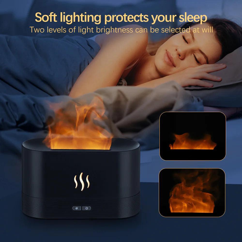 LED Flame Essential Oil Diffuser – Cool Mist Air Humidifier with Aromatherapy for Better Sleep & Relaxation