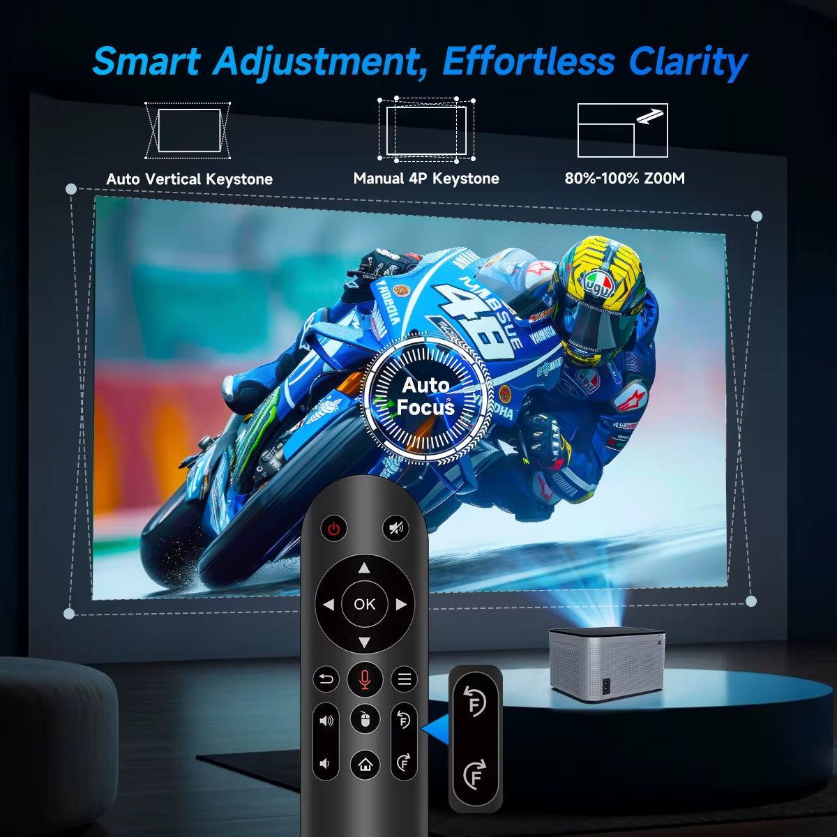 4K Android 11 Smart Projector - 580 ANSI Lumens, Full HD 1920x1080P, Wifi 6 & Bluetooth 5.0, Voice Control for Ultimate Home Theater Experience