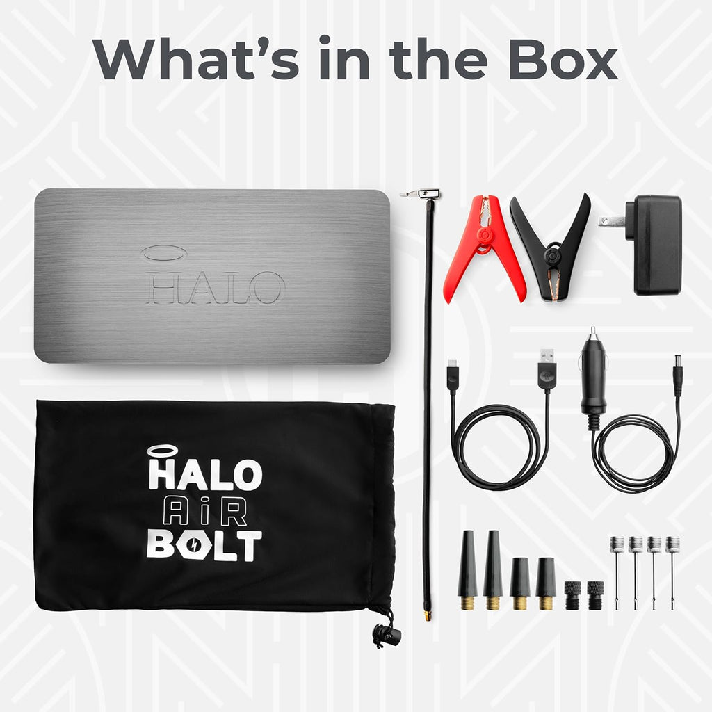 Bolt Air 58830 Portable Car Jump Starter & Air Compressor - 100 PSI, 58.8Wh Power Bank, Emergency Floodlight, TSA Approved - Perfect for Cars, SUVs & Trucks - Gray