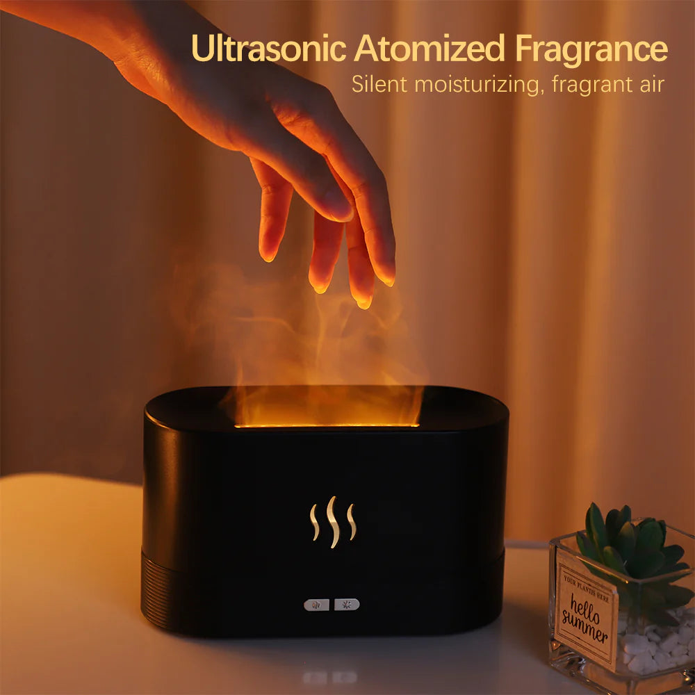 LED Flame Essential Oil Diffuser – Cool Mist Air Humidifier with Aromatherapy for Better Sleep & Relaxation