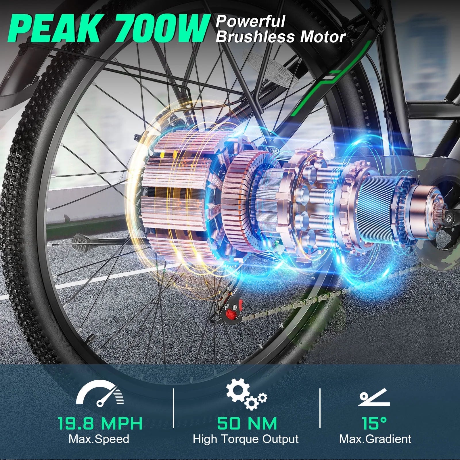 UL2849 Certified 26" Electric Bike for Adults - Powerful 750W Motor, 48V Battery, 19.8 MPH Speed, 7-Speed Commuter Ebike with Reliable Disc Brakes