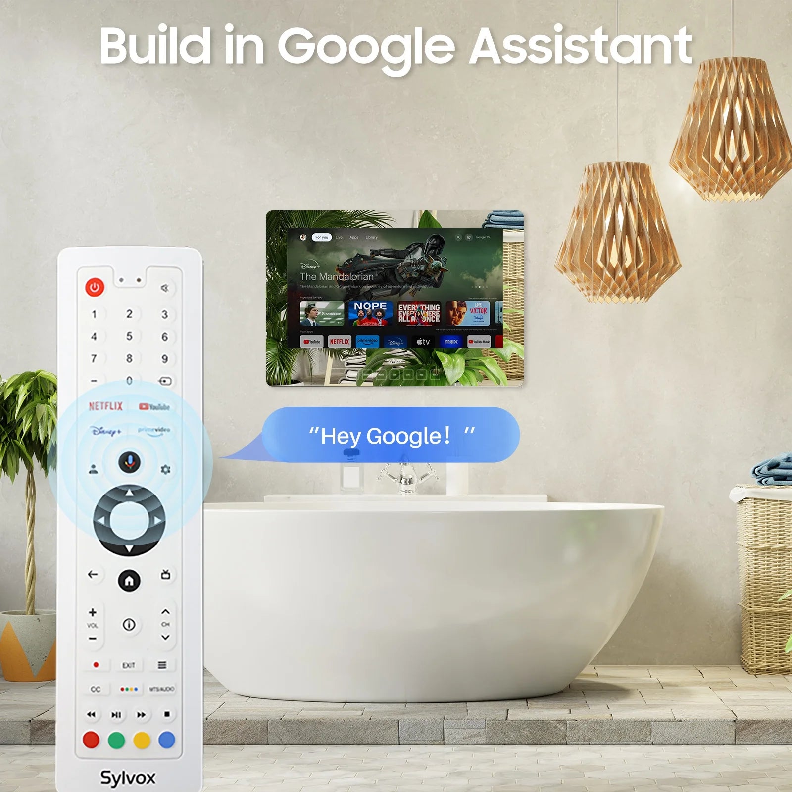 19” Smart Bathroom Mirror TV – Waterproof IP66 Full HD 1080P Google Smart TV with WiFi & Bluetooth, Ultra-Bright 500 Nits Display, NTSC/ATSC Tuner for Bathroom, Shower, Bathtub, Spa & Hotel (Wall Mount)