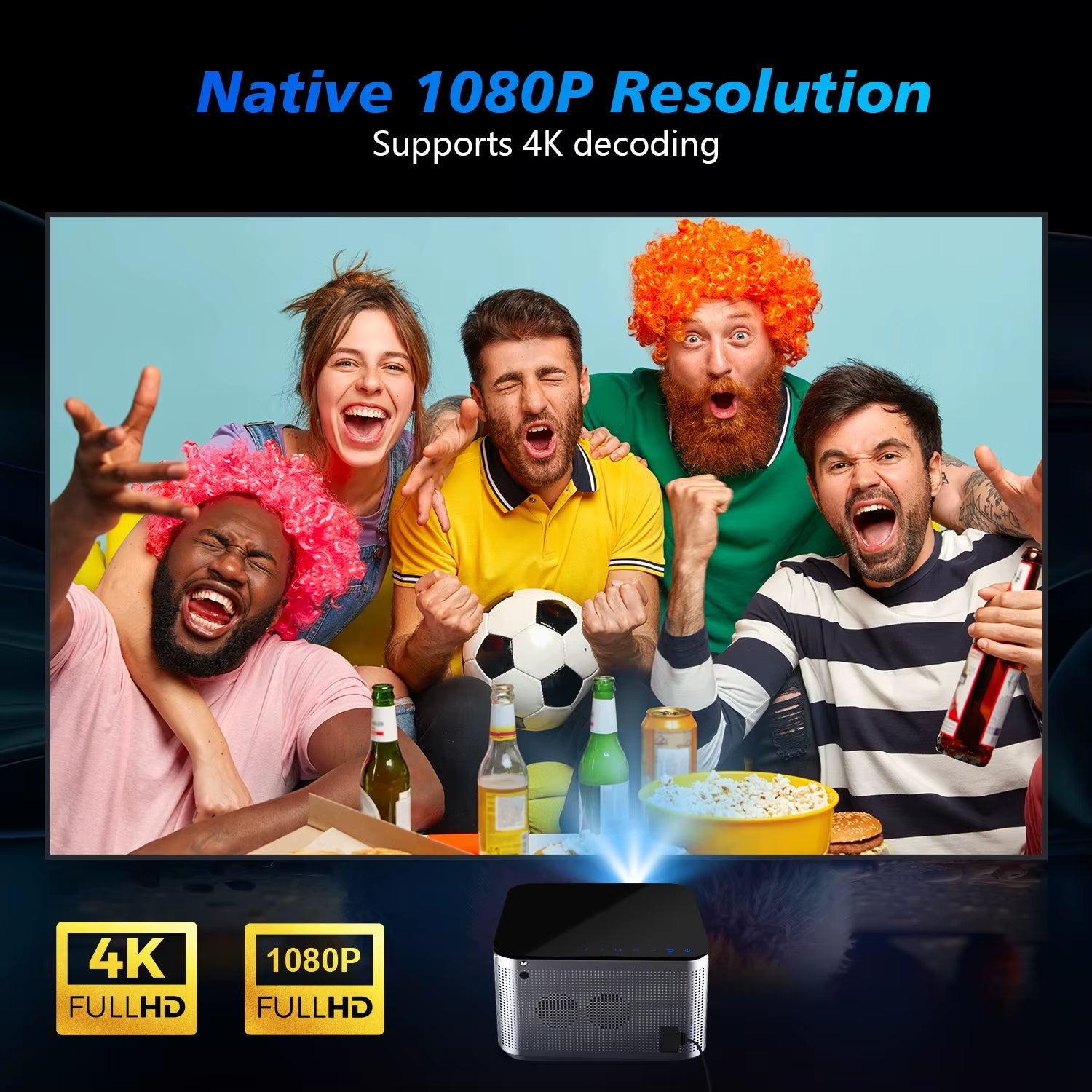 4K Android 11 Smart Projector - 580 ANSI Lumens, Full HD 1920x1080P, Wifi 6 & Bluetooth 5.0, Voice Control for Ultimate Home Theater Experience