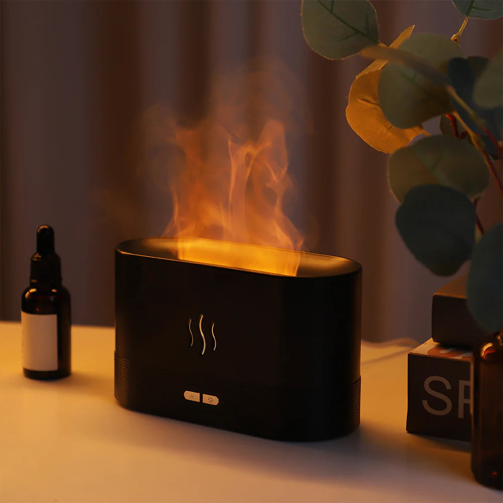 LED Flame Essential Oil Diffuser – Cool Mist Air Humidifier with Aromatherapy for Better Sleep & Relaxation